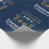 21歳の誕生日2002生まれ名前の追加凡例ブルー金ゴールド ラッピングペーパー (角)