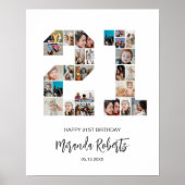 21歳の誕生日21カスタム歳フォトコラージュ ポスター (正面)