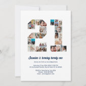 21歳の誕生日21カスタム歳フォトコラージュ 招待状 (正面)