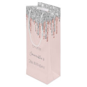 21歳の誕生日21バラ金ゴールドグリッター銀の輝き ワインギフトバッグ (裏面アングル)