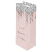 21歳の誕生日21バラ金ゴールドグリッター銀の輝き ワインギフトバッグ (正面アングル)