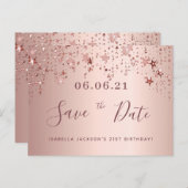 21歳の誕生日21バラ金ゴールド星の日付を保存 ポストカード (正面/裏面)