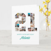21歳の誕生日21フォトコラージュパーソナライズされた カード (黄色い花)