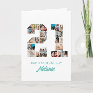 21歳の誕生日21フォトコラージュパーソナライズされた カード