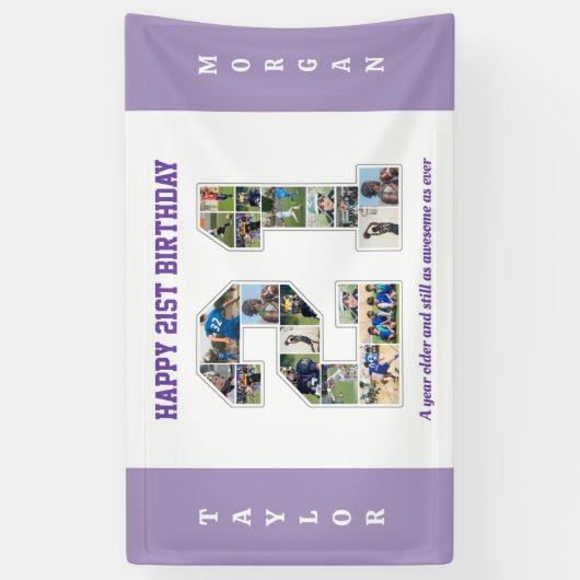 21歳の誕生日21フォトコラージュ 横断幕 (縦)