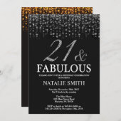 21歳の誕生日21歳と素晴らしい銀 招待状 (正面/裏面)