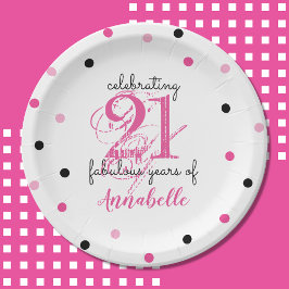 21歳の誕生日21素晴らしい年を追加水玉模様 ペーパープレート