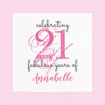 21歳の誕生日21素晴らしい年ピンクの紙ナプキンス