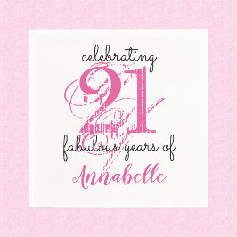 21歳の誕生日21素晴らしい年ピンクの紙ナプキンス スタンダードカクテルナプキン