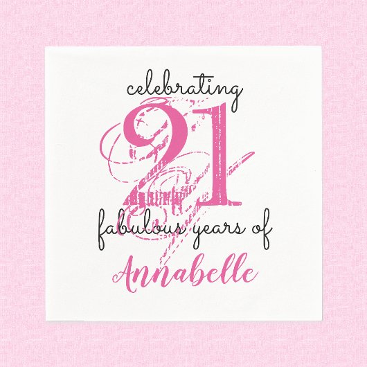 21歳の誕生日21素晴らしい年ピンクの紙ナプキンス スタンダードカクテルナプキン