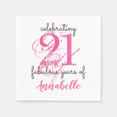 21歳の誕生日21素晴らしい年ピンクの紙ナプキンス スタンダードカクテルナプキン (正面)