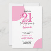 21歳の誕生日21素晴らしい年ピンクタイポグラフィ 招待状 (正面)