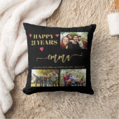 21歳の誕生日3写真コラージュ名のスクリプトモダン クッション (ブランケット)