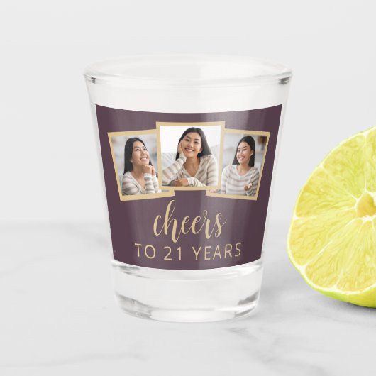21歳の誕生日3-Photo Mauve Purpleスクリプト応援 ショットグラス (正面)