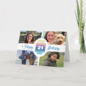 21歳の誕生日4カスタム枚ケーキカラフルキャンドル カード (正面)