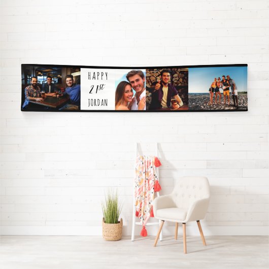 21歳の誕生日4フォトストリップパーソナライズされた 横断幕 (インサイチュ)