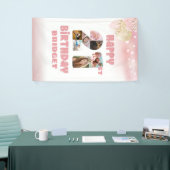 21歳の誕生日7フォトコラージュ番号バラ金ゴールド 横断幕 (トレードショー)