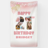 21歳の誕生日7フォトコラージュ番号バラ金ゴールド 横断幕 (縦)