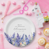 21歳の誕生日7月誕生フラワーラークスパーカスタム ペーパープレート (パーティー)