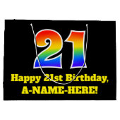 21歳の誕生日～おもしろいカラフル,, 鮮やか, Rainbow 21 ラージペーパーバッグ (裏面)
