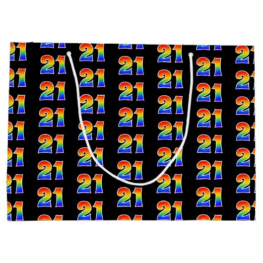 21歳の誕生日：おもしろいレインボーイベント21パターン ラージペーパーバッグ (裏面)