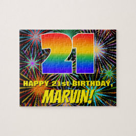 21歳の誕生日：おもしろい、お祝カラフルい花火 ジグソーパズル