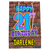 21歳の誕生日：おもしろい、アーバングラフィティインスパイアルック ミディアムペーパーバッグ (裏面)