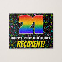 21歳の誕生日 – おもしろい、カラフル音楽シンボル、21"