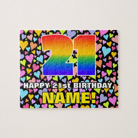 21歳の誕生日 – おもしろい、愛するハートシェイプ+「21」 ジグソーパズル (横)