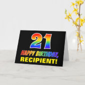 21歳の誕生日:はっきりした,おもしろい,シンプル虹, 21 カード (黄色い花)