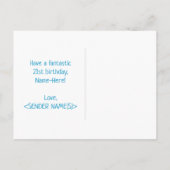 21歳の誕生日:はっきりした,おもしろい,シンプル虹, 21 ポストカード (裏面)