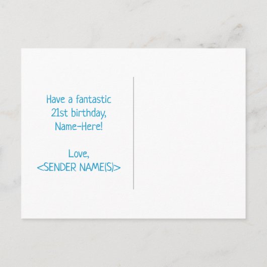 21歳の誕生日:はっきりした,おもしろい,シンプル虹, 21 ポストカード (裏面)