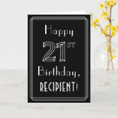 21歳の誕生日:アールデコスタイル# 21歳と名前をカスタムする カード (黄色い花)