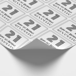 21歳の誕生日：インスパイアアールデコスタイル「21」 +名前 ラッピングペーパー