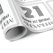 21歳の誕生日:インスパイアアールデコスタイル「21」 +名前 ラッピングペーパー (ロールコーナー)