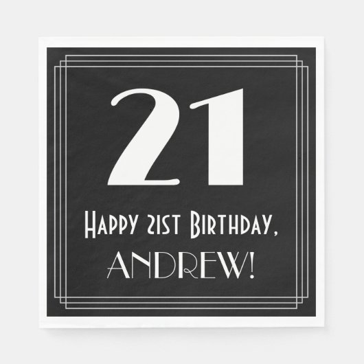 21歳の誕生日~インスパイアアールデコ見る"21",名前 スタンダードランチョンナプキン (正面)