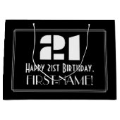 21歳の誕生日～インスパイアアールデコ見る"21" +名前 ラージペーパーバッグ (正面)