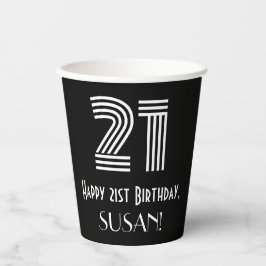 21歳の誕生日 – インスパイアアールデコ「21」 +名前 紙コップ