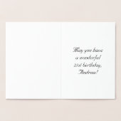 21歳の誕生日：、エレガントスクリプ華美ト、名前をカスタムする 箔カード (内部)