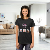 21歳の誕生日 カスタム写真 ピンクモノグラム 女子 Tシャツ
