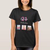 21歳の誕生日 カスタム写真 ピンクモノグラム 女子 Tシャツ (正面)