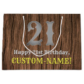 21歳の誕生日：カントリーインスパイアウエスタンルック、名前 ラージペーパーバッグ (正面)