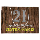 21歳の誕生日：カントリーインスパイアウエスタンルック、名前 ラージペーパーバッグ (裏面)