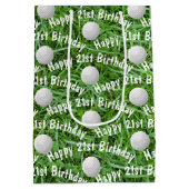 21歳の誕生日 ゴルフボールが芝生の上のミディアムギフトバッグ ミディアムペーパーバッグ (裏面)