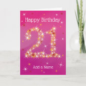 21歳の誕生日 – スターズピンクパープル カード (正面)