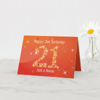 21歳の誕生日 – スター番号 – 赤 – 年齢21カード