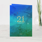 21歳の誕生日 – スター番号 – 青緑 – 年齢21 カード (裏面)