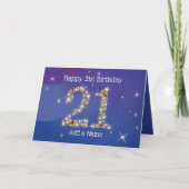 21歳の誕生日 – スター番号 – 青 – 年齢21カード カード (正面)
