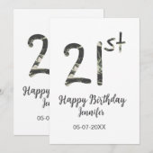 21歳の誕生日 テンプレート 黒 名前 日付 年 (正面/裏面)