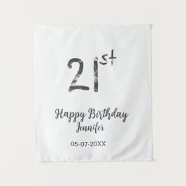21歳の誕生日 テンプレート 黒 名前 日付 年 タペストリー